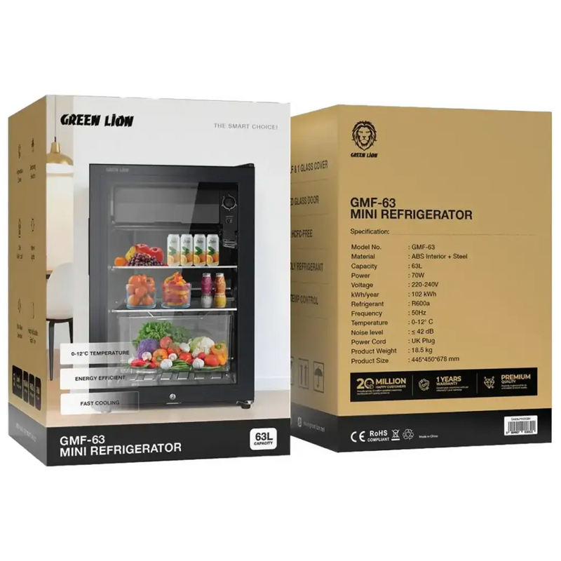 Green Lion GMF-63 Mini Refrigerator 63L - Black detail view